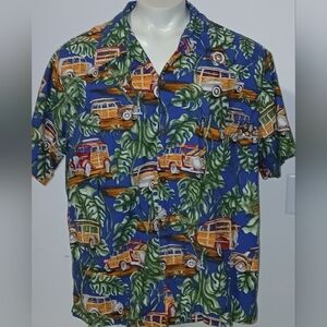 Vintage Hawaiian Surf Hawaiian Floral Woody Short Sleeve Shirt Size 2XL